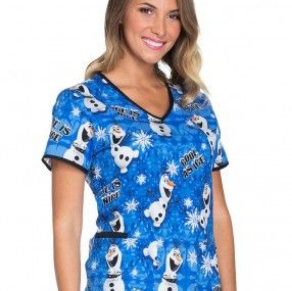 NWT! DISNEY Olaf FROZEN Snowman Scrub Top Nursing